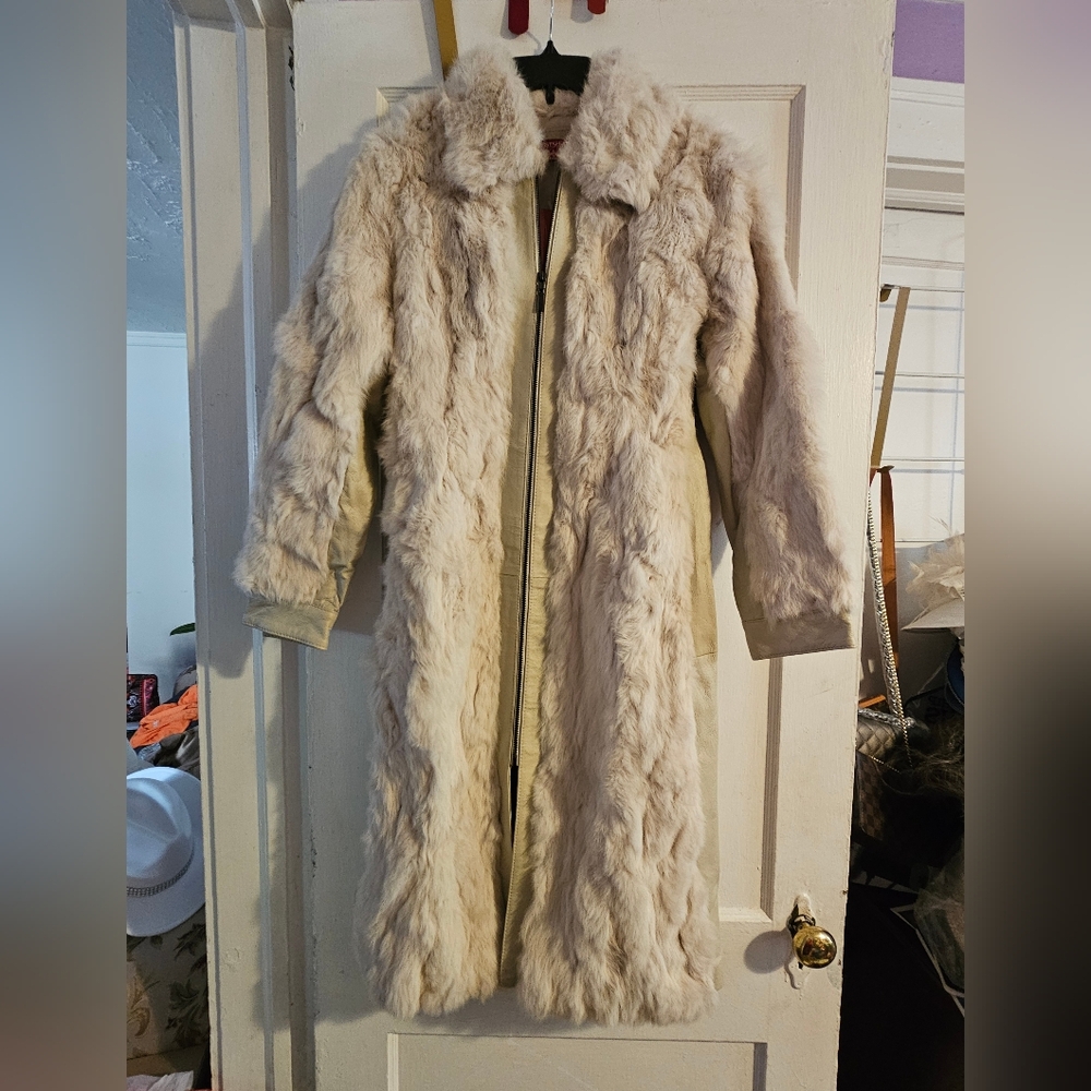 Full-length fur and leather coat